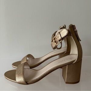 Cole Haan Metallic Gold Block Heel Sandals